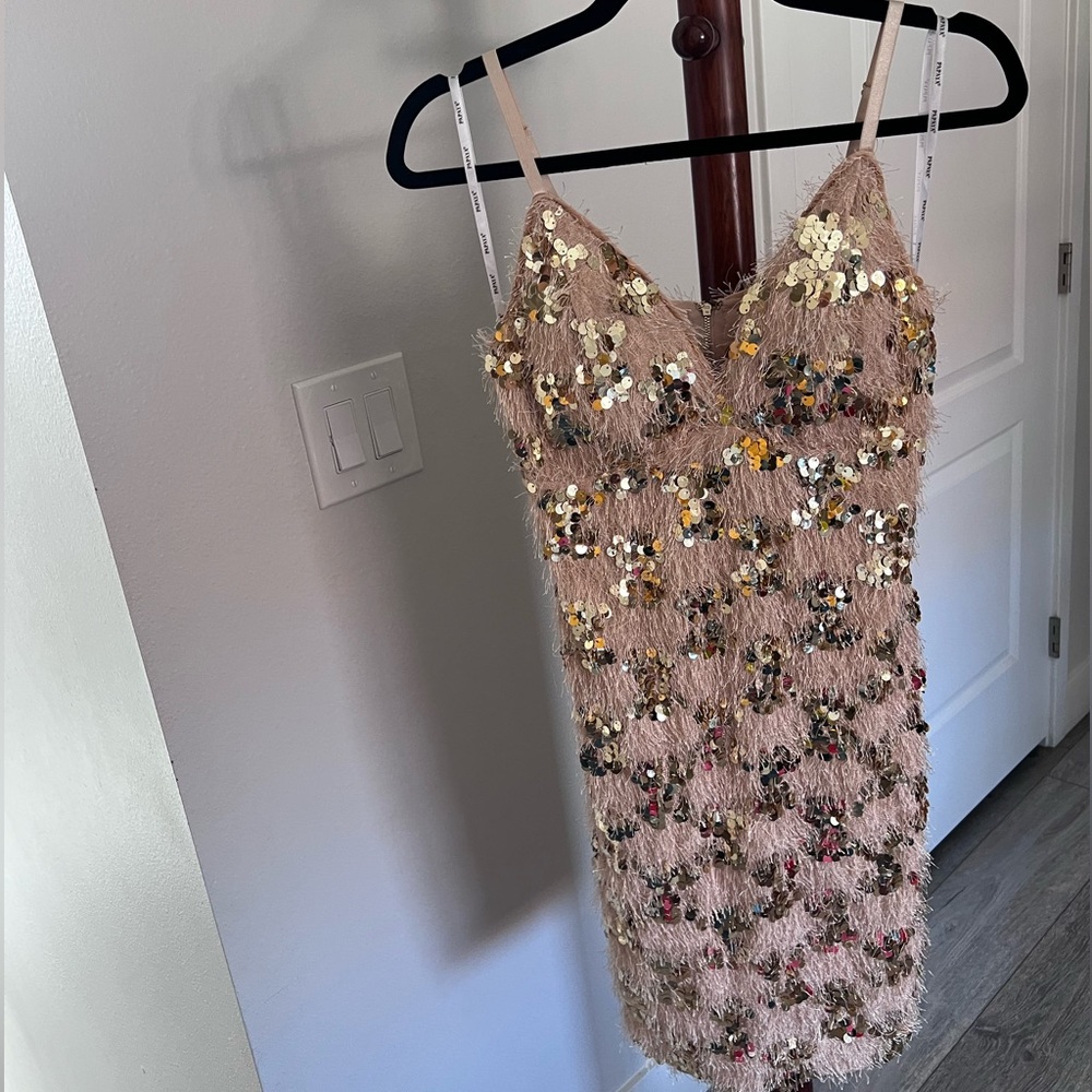 Blush pink/rosé dress with gold sequins